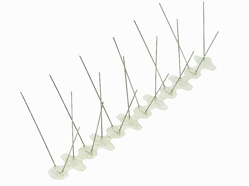 Bird spikes with 30.5 cm of base length and 18 points in 3 rows per base strip.